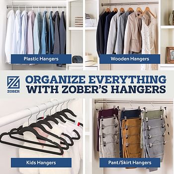 ZOBER Non-Slip Velvet Hangers - Suit Hangers (50-pack) Ultra Thin Space Saving 360 Degree Swivel Hook Strong and Durable Clothes Hangers Hold Up-To 10 Lbs, for Coats, Jackets, Pants, & Dress Clothes…50 Pack