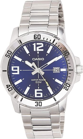 Casio Watch For Men Blue Dial Stainless Steel Band - MTP-VD01D-2BVUDF