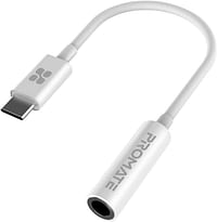 محول بروميت USB-C إلى 3.5 مم، محول كابل يو اس بي من نوع C إلى 3.5 ملم مع صوت عالي الدقة لأجهزة UBC-C، الموسيقى والمكالمات AUXLink-C ابيض