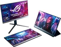 ASUS ROG Strix XG17AHP 17.3 Inch Portable Monitor, 1080P Full HD, IPS, 240Hz Supports 144Hz, Adaptive Sync, Eye Care, Micro HDMI USB C, ROG Carrying Tripod, 3 Hours Battery Life, Black