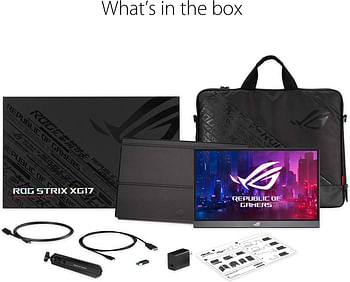 ASUS ROG Strix XG17AHP 17.3 Inch Portable Monitor, 1080P Full HD, IPS, 240Hz Supports 144Hz, Adaptive Sync, Eye Care, Micro HDMI USB C, ROG Carrying Tripod, 3 Hours Battery Life, Black