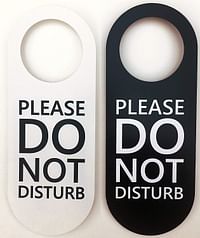 Do Not Disturb Door Hanger Sign 2 Pack (Black and White, Double Sided) Please Do Not Disturb on Front and Back Side, Ideal for Office Home Clinic Dorm Online Class and Meeting Session