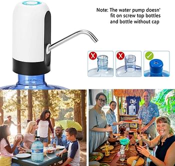 YOMYM Automatic Water Dispenser Refillable Drinking Water Bottle Cordless Electric Drinking Water Pump Fast Pumping Universal Gallon Bottle Water Pump Dispenser Switch (White)