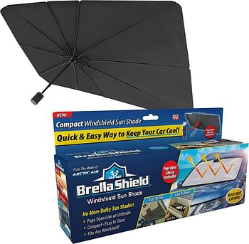 Ontel Brella Shield Windshield Sun Shade by Arctic Air, Compact Design Pops Open Like an Umbrella and Fits Cars, Trucks & SUVs - One-Size (31x57) - As Seen on TV Multi color