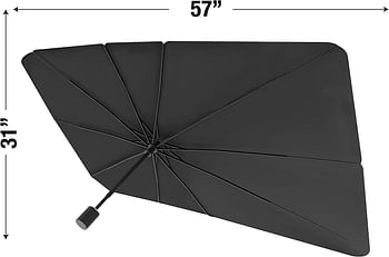 مظلة شمسية من Ontel Brella Shield من Arctic Air، تصميم مضغوط يفتح مثل مظلة ويناسب السيارات والشاحنات وسيارات الدفع الرباعي - مقاس واحد (31x57) - كما يظهر في التلفاز
