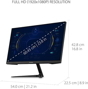 ViewSonic VX2418-P-MHD 24 Inch Frameless Full HD 1080p 165Hz 1ms Gaming Monitor with Adaptive-Sync Eye Care HDMI and Display Port Black
