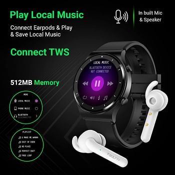 Fire-Boltt 360 Pro Bluetooth Calling 360*360 PRO Display Smart Watch with Rolling UI & Dual Button Technology, Spo2, Heart Rate & Temperature Monitoring with Local Music and TWS Pairing - Black Pro