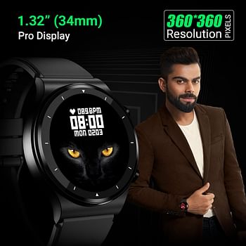 Fire-Boltt 360 Pro Bluetooth Calling 360*360 PRO Display Smart Watch with Rolling UI & Dual Button Technology, Spo2, Heart Rate & Temperature Monitoring with Local Music and TWS Pairing - Black Pro