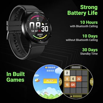 Fire-Boltt 360 Pro Bluetooth Calling 360*360 PRO Display Smart Watch with Rolling UI & Dual Button Technology, Spo2, Heart Rate & Temperature Monitoring with Local Music and TWS Pairing - Black Pro