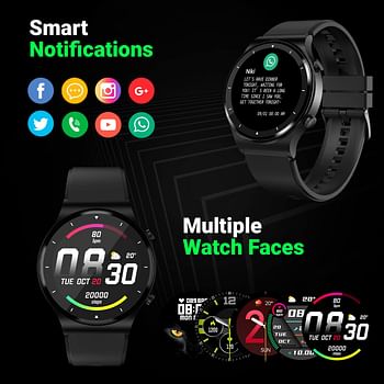 Fire-Boltt 360 Pro Bluetooth Calling 360*360 PRO Display Smart Watch with Rolling UI & Dual Button Technology, Spo2, Heart Rate & Temperature Monitoring with Local Music and TWS Pairing - Black Pro