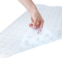 SKY-TOUCH Non-Skid Bath Tub Shower Mat with Suction Cups and Drain Holes, Extra Large Size and Machine-Washable, Bathroom Accessories, Clear