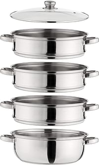 Royalford RF10427 4-Layer Stainless Steel Steam Cooker 30 cm 1X8, Silver