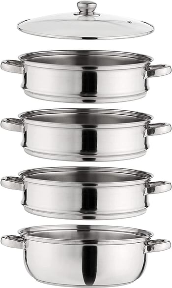 Royalford RF10427 4-Layer Stainless Steel Steam Cooker 30 cm 1X8 Silver