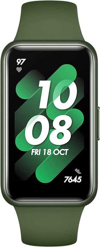 HUAWEI Band 7 Smartwatch Health and Fitness Tracker, Slim bezel less screen, 2 week battery life, 55029048, Small - Wilderness Green