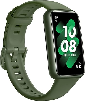 HUAWEI Band 7 Smartwatch Health and Fitness Tracker, Slim bezel less screen, 2 week battery life, 55029048, Small - Wilderness Green