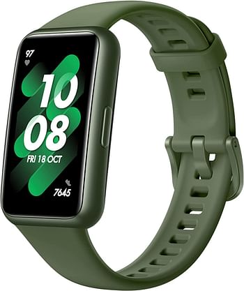 HUAWEI Band 7 Smartwatch Health and Fitness Tracker, Slim bezel less screen, 2 week battery life, 55029048, Small - Wilderness Green