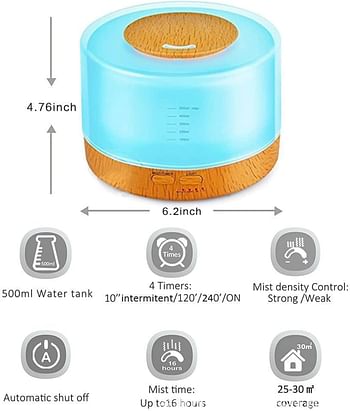 Sky Touch Essential Oil Diffuser 500Ml, Upgraded Aromatherapy Diffuser, Cool Mist Humidifier With Auto Shut Off Function, Humidifier Bpa Free For Home Bedroom Office, yellow