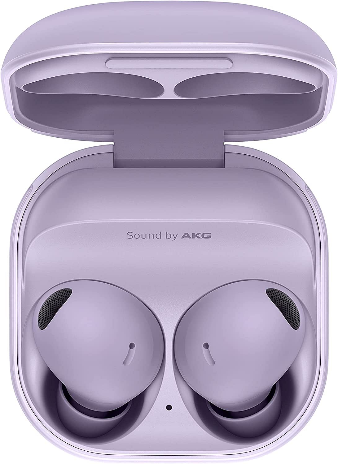 سماعات أذن بلوتوث Samsung Galaxy Buds2 Pro، لا سلكي حقيقي، إلغاء الضوضاء، جراب شحن، صوت عالي الجودة، مقاوم للماء، أرجواني بورا