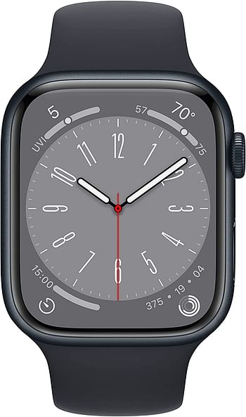 Apple Watch Series 8 (45mm, GPS + Cellular) Midnight Aluminum Case with Midnight Sport Band - Regular