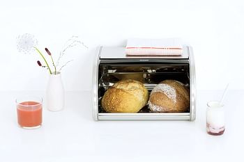 Brabantia Roll Top Bread Box, Medium - Matte Steel 348907 Silver