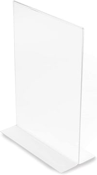 Deflecto Clear Acrylic Sign Holder A4 Vertical Stand Up Sign Holder, Display Stand Suitable for Promotional Material, Office Document, Menu Stand clear