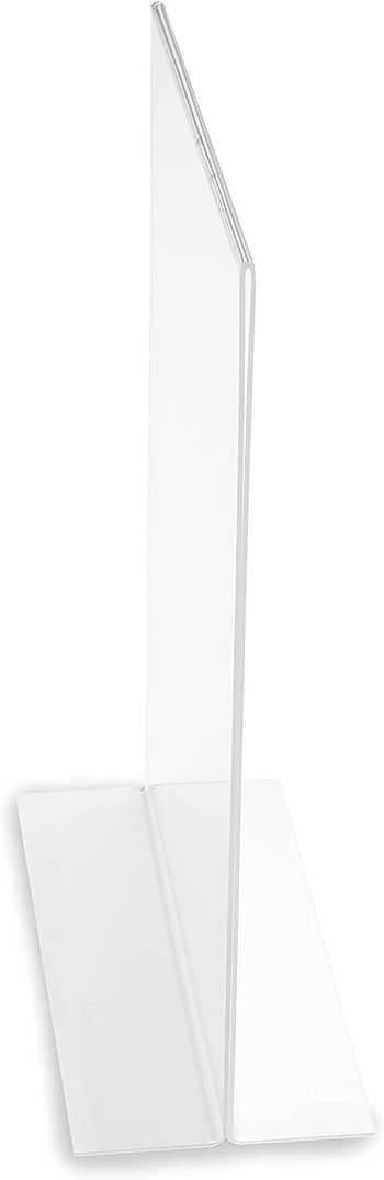 Deflecto Clear Acrylic Sign Holder A4 Vertical Stand Up Sign Holder, Display Stand Suitable for Promotional Material, Office Document, Menu Stand clear