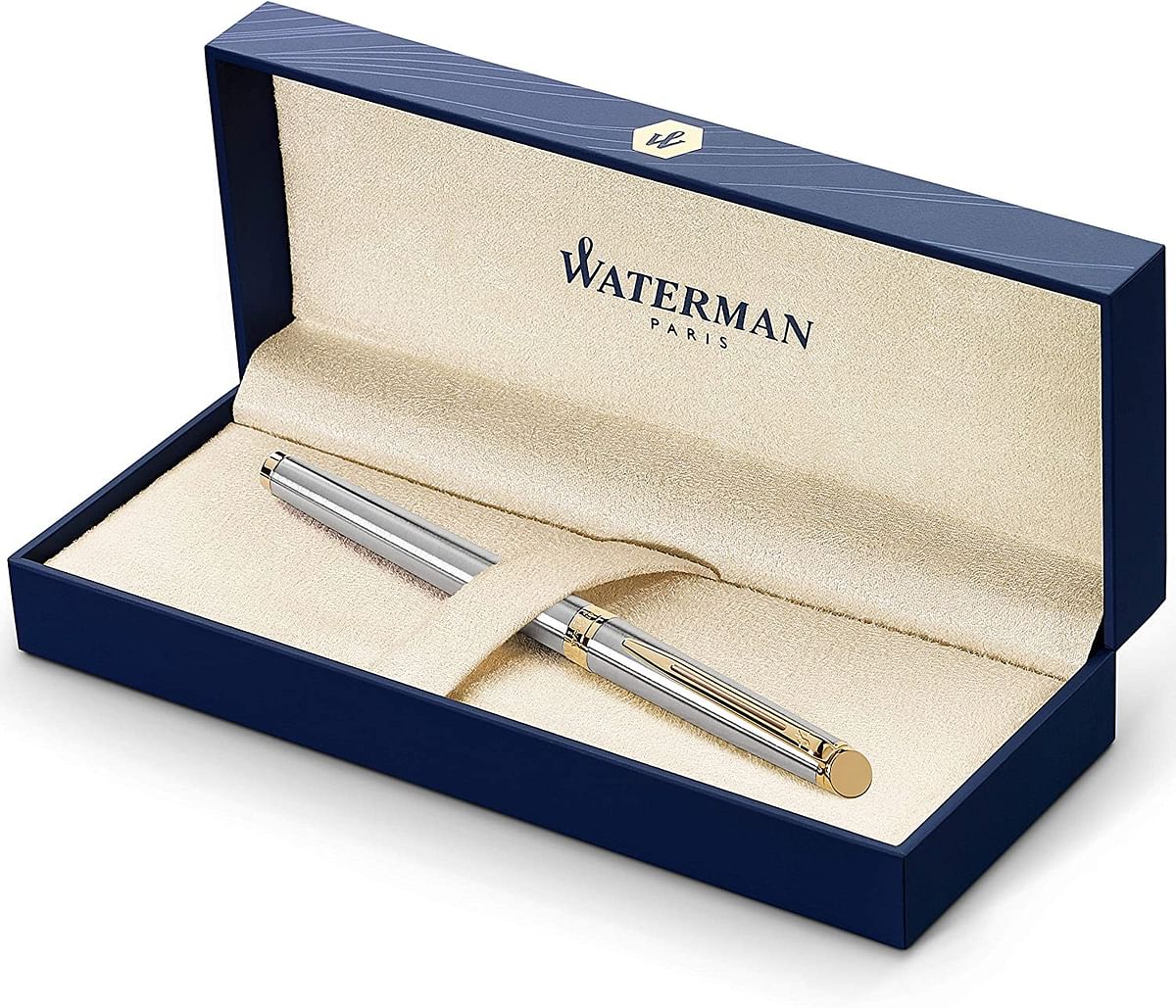 Waterman Hemisphere Essential Stainless Steel Gold Trim Fine Point Fountain Pen - S0920310 Hxe9misphxe8re