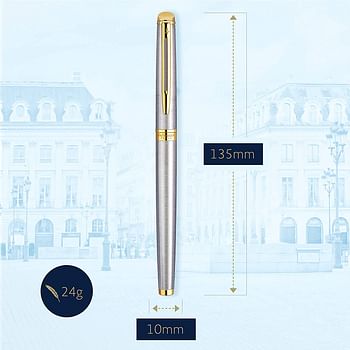 Waterman Hemisphere Essential Stainless Steel Gold Trim Fine Point Fountain Pen - S0920310 Hxe9misphxe8re