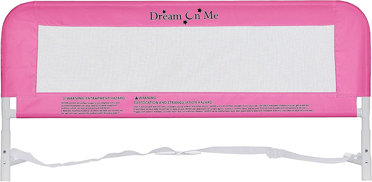 Dream On Me Breathable Mesh Safety Bed Rail Pink, 1 Count (Pack Of 1)