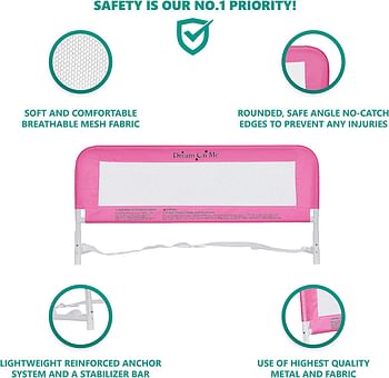 Dream On Me Breathable Mesh Safety Bed Rail Pink, 1 Count (Pack Of 1)