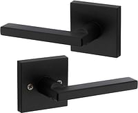 Kwikset 91540-029 Halifax Door Handle Lever With Modern Contemporary Slim Square Design For Home Hallway Or Closet Passage In Iron Black