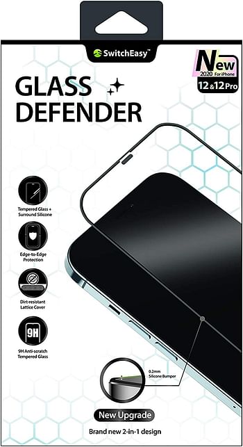 Glass Defender For 2020 Iphone 12 Mini Transparent (Full Coverage + Silicone Bumper)
