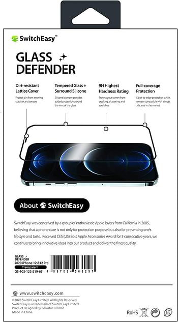 Glass Defender For 2020 Iphone 12 Mini Transparent (Full Coverage + Silicone Bumper)