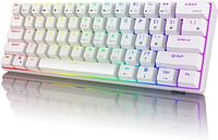 Rk Royal Kludge Rk61 2.4Ghz Wireless/Bluetooth/Wired 60% Mechanical Keyboard, 61 Keys Rgb Hot Swappable Brown Switch Gaming Keyboard With Software For Win/Mac / White