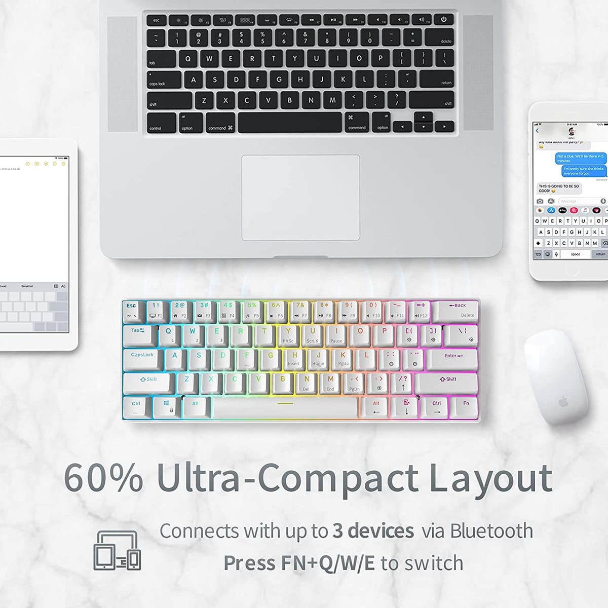 Key Board Layout Rk61 Rk Royal Kludge Rk61 2.4Ghz Wireless/Bluetooth/Wired 60% Mechanical ...