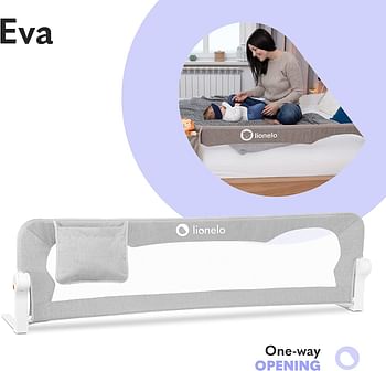 Lionelo Eva Fall Protection Bed, Fall Protection, Children'S Bed, Bed Rail, Bed Protection Gate, Airy Net, Collapsible, 180 Degrees, Easy Assembly, 150 Cm Long (Grey Melange With Bag)