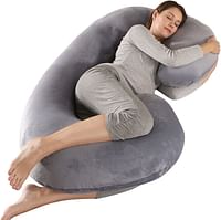 MRIMAYA Home Pregnancy Pillow, 140 cm Full Body Pillow Maternity Pillow for Pregnant Women,Comfort C Shaped Pillow with Removable Washable Velvet Cover
