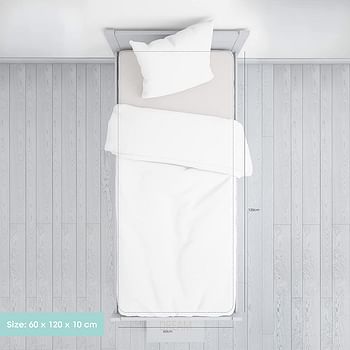 MOON Premium 100% Cotton Terry, Breathable Waterproof Mattress Protector sheet with Skirt fit - Machine Washable 120x60x12 cm White