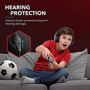 انكر Soundcore Strike 1 Gaming Headship و Stereo Sound + وتحسين الصوت لألعاب FPS والميكروفون المعزول للضوضاء ووسائد جل التبريد وسماعة رأس الألعاب المتوافقة مع PS4 والكمبيوتر الشخصي اسود و احمر