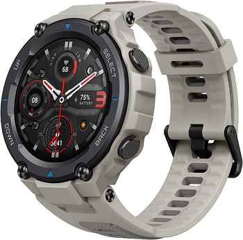 Amazfit T-Rex Pro Smartwatch Fitness Watch with Built-in GPS Military Standard Certified 18 Day Battery Life SpO2 Heart Rate Monitor 100+ Sports Modes 10 ATM Waterproof Music Control Gray/T-Rex Pro/Desert Grey