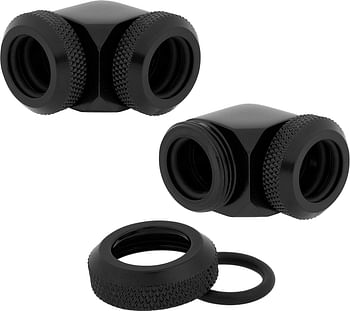 Corsair Xf Hardline 90° 12Mm Od Fittings Twin Pack, Cx-9052022-Ww, Black Hardline Fitting Black 90° 12mm /Hardline Fitting/Black/90° 12mm