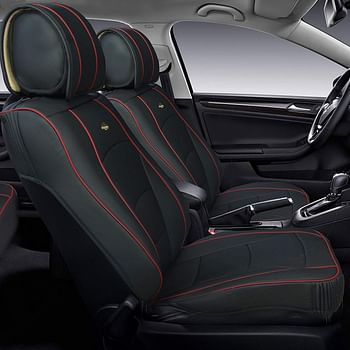 Automotive Seat Cushions Black Red Trim Universal Fit Ultra Comfort Leatherette