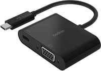 Belkin USB-C to VGA Adapter + Charge (Supports HD 1080p Video Resolution, 60W Passthrough Power for Connected Devices) MacBook Pro VGA Adapter USB-C to VGA black /USB-C to VGA/black/one size