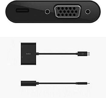 محول شحن من USB-C إلى VGA + شحن (يدعم دقة فيديو عالية 1080 بكسل، طاقة مرور 60 وات للأجهزة المتصلة) MacBook Pro VGA
