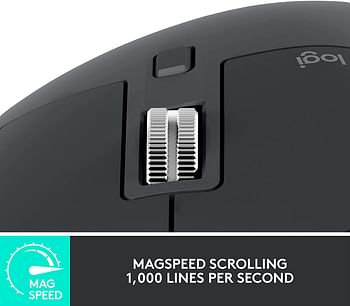 Logitech MX Master 3S - Wireless Performance Mouse with Ultra-fast Scrolling, Ergo, 8K DPI, Track on Glass, Quiet Clicks, USB-C, Bluetooth, Windows, Linux, Chrome - Graphite