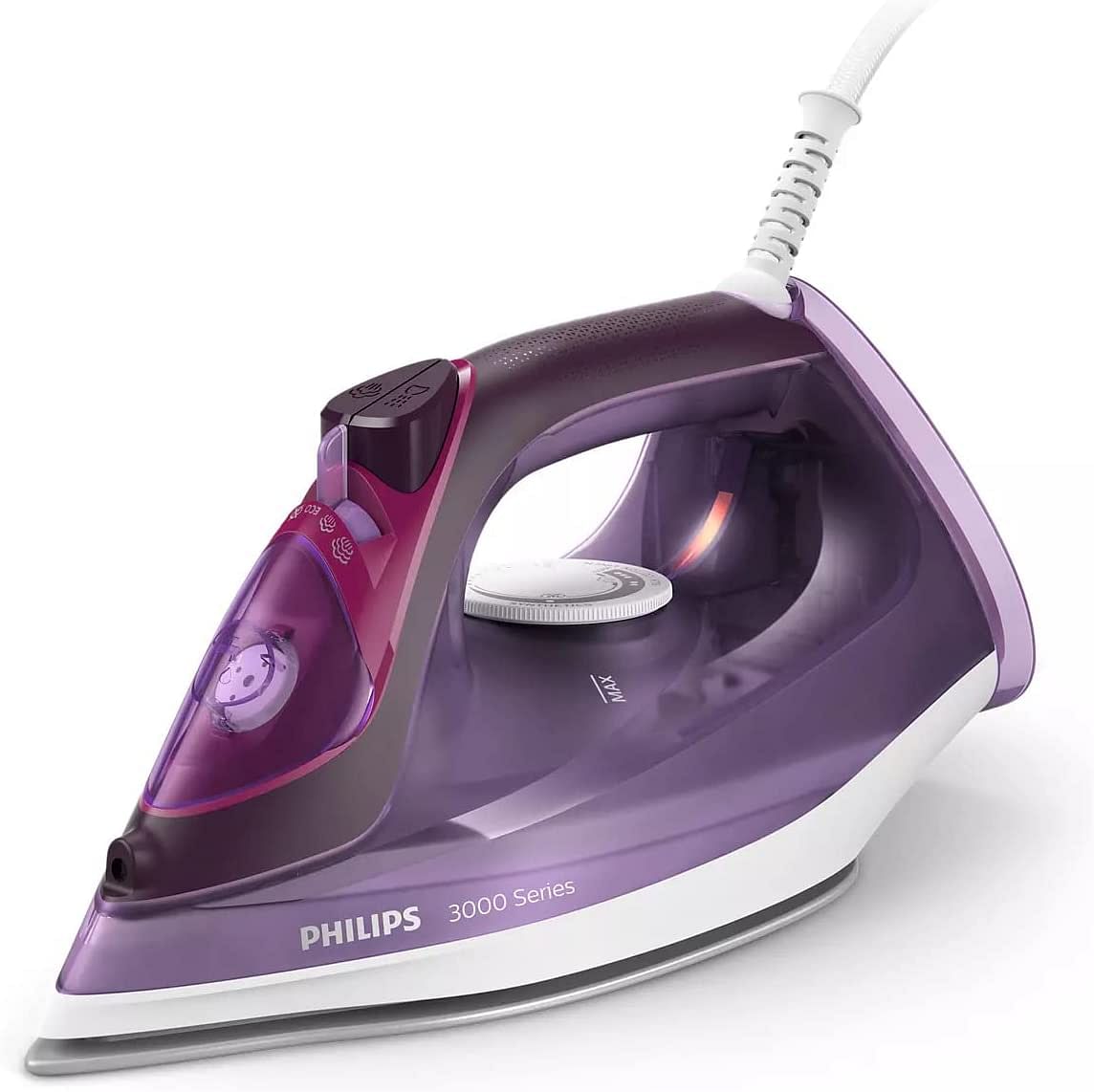 Philips Steam Iron Series 3000-2600W 40g/min Continuous Steam Ceramic 200g steam boost 300ML DST3041/36 - Purple