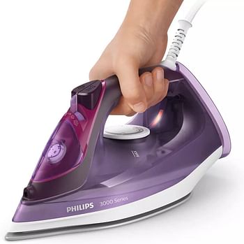 Philips Steam Iron Series 3000-2600W 40g/min Continuous Steam Ceramic 200g steam boost 300ML DST3041/36 - Purple