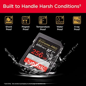 SanDisk 256GB Extreme PRO SDXC card + RescuePRO Deluxe, up to 200MB/s, UHS I, Class 10, U3, V30 SDSDXXD 256G GN4IN, Memory Card Only/256GB  Black