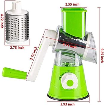 HYU Manual Tabletop Drum Cheese Grater, 3 in 1 (Green)