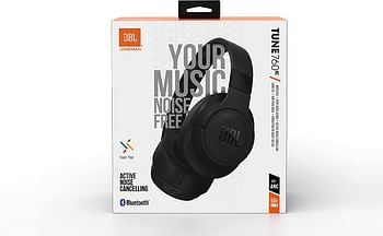 JBL Tune 760BT Wireless Over-Ear NC Headphones, Powerful JBL Pure Bass Sound, ANC + Ambient Aware, 50H Battery, Hands-Free Call, Voice Assistant, Fast Pair - Black, JBLT760NCBLK